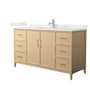 Wyndham Collection Elan 60" Free Standing Single Basin Vanity Set with Cabinet and Quartz Vanity Top White Oak / Giotto Quartz Top / Brushed Nickel Hardware