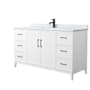 Wyndham Collection Elan 60" Free Standing Single Basin Vanity Set with Cabinet and Marble Vanity Top White / Matte Black Hardware