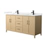 Wyndham Collection Elan 66" Free Standing Double Basin Vanity Set with Cabinet and Quartz Vanity Top White Oak / Giotto Quartz Top / Matte Black Hardware