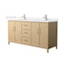 Wyndham Collection Elan 66" Free Standing Double Basin Vanity Set with Cabinet and Cultured Marble Vanity Top White Oak / Carrara Cultured Marble Top / Brushed Nickel Hardware