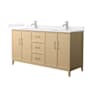 Wyndham Collection Elan 66" Free Standing Double Basin Vanity Set with Cabinet and Quartz Vanity Top White Oak / White Quartz Top / Brushed Nickel Hardware