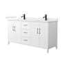 Wyndham Collection Elan 66" Free Standing Double Basin Vanity Set with Cabinet and Cultured Marble Vanity Top White / Carrara Cultured Marble Top / Matte Black Hardware