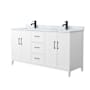 Wyndham Collection Elan 66" Free Standing Double Basin Vanity Set with Cabinet and Marble Vanity Top White / Matte Black Hardware