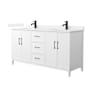 Wyndham Collection Elan 66" Free Standing Double Basin Vanity Set with Cabinet and Cultured Marble Vanity Top White / White Cultured Marble Top / Matte Black Hardware