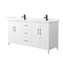 Wyndham Collection Elan 66" Free Standing Double Basin Vanity Set with Cabinet and Quartz Vanity Top White / White Quartz Top / Matte Black Hardware
