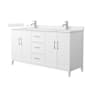 Wyndham Collection Elan 66" Free Standing Double Basin Vanity Set with Cabinet and Cultured Marble Vanity Top White / Carrara Cultured Marble Top / Brushed Nickel Hardware