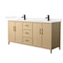 Wyndham Collection Elan 72" Free Standing Double Basin Vanity Set with Cabinet and Cultured Marble Vanity Top White Oak / White Cultured Marble Top / Matte Black Hardware