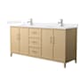 Wyndham Collection Elan 72" Free Standing Double Basin Vanity Set with Cabinet and Cultured Marble Vanity Top White Oak / White Cultured Marble Top / Brushed Nickel Hardware