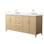 Wyndham Collection Elan 72" Free Standing Double Basin Vanity Set with Cabinet and Quartz Vanity Top White Oak / White Quartz Top / Brushed Nickel Hardware
