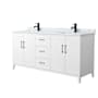 Wyndham Collection Elan 72" Free Standing Double Basin Vanity Set with Cabinet and Marble Vanity Top White / Matte Black Hardware