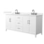 Wyndham Collection Elan 72" Free Standing Double Basin Vanity Set with Cabinet and Quartz Vanity Top White / Giotto Quartz Top / Matte Black Hardware