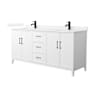 Wyndham Collection Elan 72" Free Standing Double Basin Vanity Set with Cabinet and Quartz Vanity Top White / White Quartz Top / Matte Black Hardware