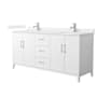 Wyndham Collection Elan 72" Free Standing Double Basin Vanity Set with Cabinet and Cultured Marble Vanity Top White / Carrara Cultured Marble Top / Brushed Nickel Hardware