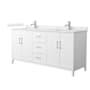 Wyndham Collection Elan 72" Free Standing Double Basin Vanity Set with Cabinet and Quartz Vanity Top White / Giotto Quartz Top / Brushed Nickel Hardware