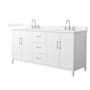 Wyndham Collection Elan 72" Free Standing Double Basin Vanity Set with Cabinet and Quartz Vanity Top White / White Quartz Top / Brushed Nickel Hardware