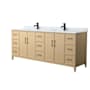 Wyndham Collection Elan 84" Free Standing Double Basin Vanity Set with Cabinet and Marble Vanity Top White Oak / Matte Black Hardware