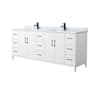 Wyndham Collection Elan 84" Free Standing Double Basin Vanity Set with Cabinet and Marble Vanity Top White / Matte Black Hardware