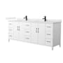 Wyndham Collection Elan 84" Free Standing Double Basin Vanity Set with Cabinet and Quartz Vanity Top White / Giotto Quartz Top / Matte Black Hardware