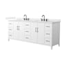 Wyndham Collection Elan 84" Free Standing Double Basin Vanity Set with Cabinet and Quartz Vanity Top White / Giotto Quartz Top / Matte Black Hardware