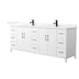 Wyndham Collection Elan 84" Free Standing Double Basin Vanity Set with Cabinet and Quartz Vanity Top White / White Quartz Top / Matte Black Hardware