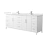 Wyndham Collection Elan 84" Free Standing Double Basin Vanity Set with Cabinet and Quartz Vanity Top White / Giotto Quartz Top / Brushed Nickel Hardware