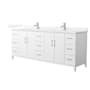 Wyndham Collection Elan 84" Free Standing Double Basin Vanity Set with Cabinet and Quartz Vanity Top White / White Quartz Top / Brushed Nickel Hardware