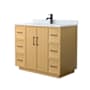 Wyndham Collection Elan TK 42" Free Standing Single Basin Vanity Set with Cabinet and Marble Vanity Top Light Oak / Matte Black Hardware