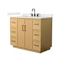 Wyndham Collection Elan TK 42" Free Standing Single Basin Vanity Set with Cabinet and Quartz Vanity Top Light Oak / Giotto Quartz Top / Matte Black Hardware