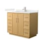 Wyndham Collection Elan TK 42" Free Standing Single Basin Vanity Set with Cabinet and Quartz Vanity Top Light Oak / Giotto Quartz Top / Brushed Nickel Hardware