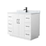 Wyndham Collection Elan TK 42" Free Standing Single Basin Vanity Set with Cabinet and Marble Vanity Top White / Matte Black Hardware