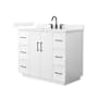 Wyndham Collection Elan TK 42" Free Standing Single Basin Vanity Set with Cabinet and Quartz Vanity Top White / White Quartz Top / Matte Black Hardware