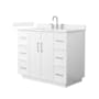 Wyndham Collection Elan TK 42" Free Standing Single Basin Vanity Set with Cabinet and Quartz Vanity Top White / White Quartz Top / Brushed Nickel Hardware