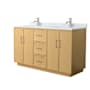 Wyndham Collection Elan TK 60" Free Standing Double Basin Vanity Set with Cabinet and Marble Vanity Top Light Oak / Brushed Nickel Hardware