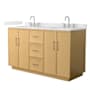 Wyndham Collection Elan TK 60" Free Standing Double Basin Vanity Set with Cabinet and Quartz Vanity Top Light Oak / Giotto Quartz Top / Brushed Nickel Hardware