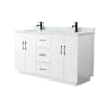 Wyndham Collection Elan TK 60" Free Standing Double Basin Vanity Set with Cabinet and Marble Vanity Top White / Matte Black Hardware