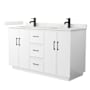 Wyndham Collection Elan TK 60" Free Standing Double Basin Vanity Set with Cabinet and Quartz Vanity Top White / Giotto Quartz Top / Matte Black Hardware