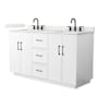 Wyndham Collection Elan TK 60" Free Standing Double Basin Vanity Set with Cabinet and Quartz Vanity Top White / Giotto Quartz Top / Matte Black Hardware