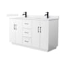 Wyndham Collection Elan TK 60" Free Standing Double Basin Vanity Set with Cabinet and Cultured Marble Vanity Top White / White Cultured Marble Top / Matte Black Hardware