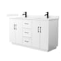 Wyndham Collection Elan TK 60" Free Standing Double Basin Vanity Set with Cabinet and Quartz Vanity Top White / White Quartz Top / Matte Black Hardware