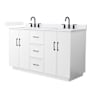 Wyndham Collection Elan TK 60" Free Standing Double Basin Vanity Set with Cabinet and Quartz Vanity Top White / White Quartz Top / Matte Black Hardware