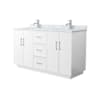 Wyndham Collection Elan TK 60" Free Standing Double Basin Vanity Set with Cabinet and Marble Vanity Top White / Brushed Nickel Hardware