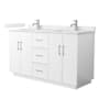 Wyndham Collection Elan TK 60" Free Standing Double Basin Vanity Set with Cabinet and Quartz Vanity Top White / Giotto Quartz Top / Brushed Nickel Hardware