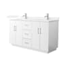 Wyndham Collection Elan TK 60" Free Standing Double Basin Vanity Set with Cabinet and Quartz Vanity Top White / White Quartz Top / Brushed Nickel Hardware