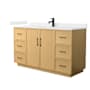 Wyndham Collection Elan TK 60" Free Standing Single Basin Vanity Set with Cabinet and Cultured Marble Vanity Top Light Oak / Carrara Cultured Marble Top / Matte Black Hardware