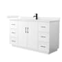 Wyndham Collection Elan TK 60" Free Standing Single Basin Vanity Set with Cabinet and Cultured Marble Vanity Top White / Carrara Cultured Marble Top / Matte Black Hardware