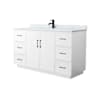 Wyndham Collection Elan TK 60" Free Standing Single Basin Vanity Set with Cabinet and Marble Vanity Top White / Matte Black Hardware