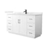 Wyndham Collection Elan TK 60" Free Standing Single Basin Vanity Set with Cabinet and Quartz Vanity Top White / Giotto Quartz Top / Matte Black Hardware