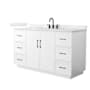 Wyndham Collection Elan TK 60" Free Standing Single Basin Vanity Set with Cabinet and Quartz Vanity Top White / Giotto Quartz Top / Matte Black Hardware
