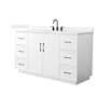 Wyndham Collection Elan TK 60" Free Standing Single Basin Vanity Set with Cabinet and Quartz Vanity Top White / White Quartz Top / Matte Black Hardware