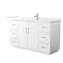 Wyndham Collection Elan TK 60" Free Standing Single Basin Vanity Set with Cabinet and Cultured Marble Vanity Top White / White Cultured Marble Top / Brushed Nickel Hardware